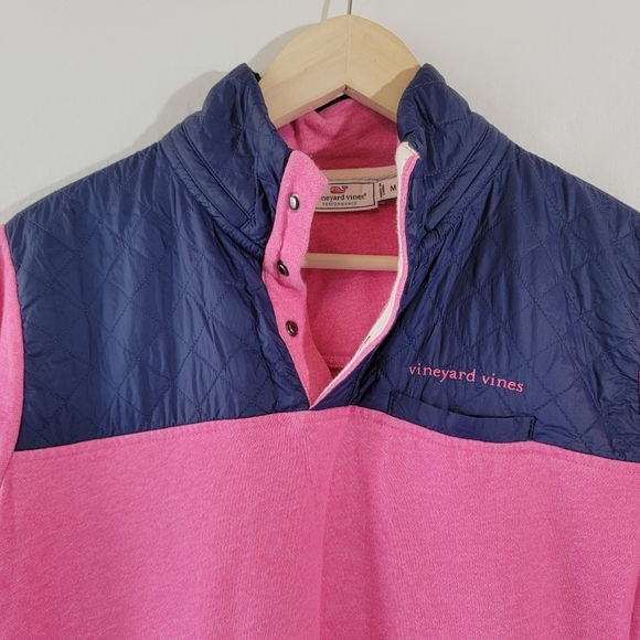 Vineyard Vines Performance Pink Navy Pullover Sweatshirt Sz M Athleisure Outdoor - Picture 3 of 12